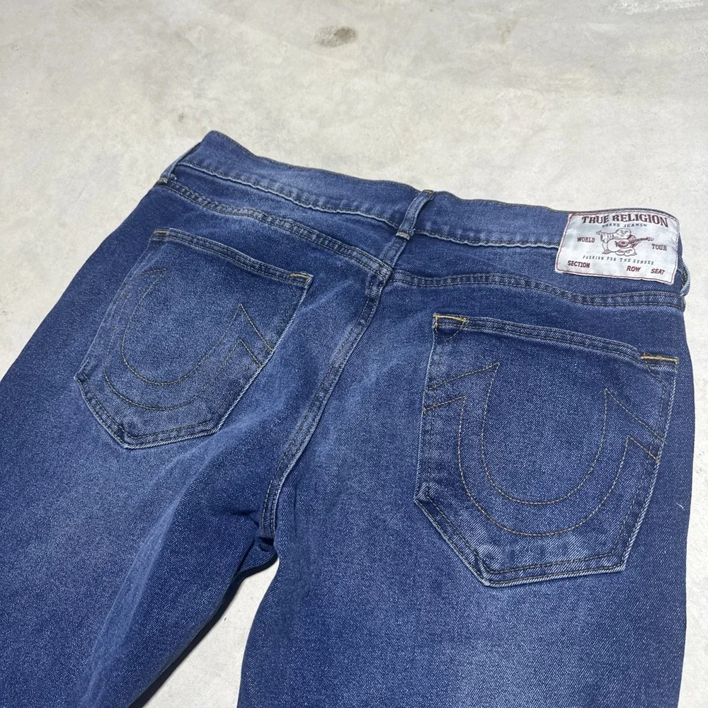 True Religion Geno Blue Denim Jeans Relaxed Slim Light Wash Men's SZ 34x32